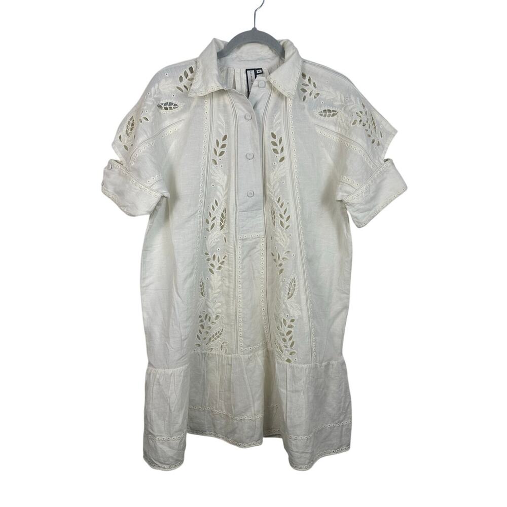 Scarlett Poppies Linen Blend Cut out Solara Dress Cream Size XL EUC Shirt Dress - Picture 2 of 8